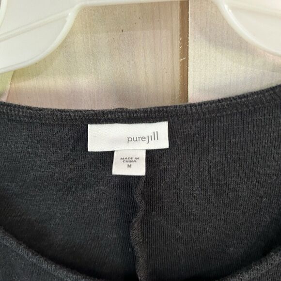 Pure Jill Womens Dress Medium Gray Linen Blend Minimalist Grunge Pockets Comfort - Picture 3 of 11